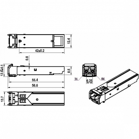Модуль SFP+ CWDM оптический, дальность до 10км (10dB), 1590нм