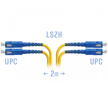 Патчкорд оптический SC/UPC-SC/UPC SM Duplex 2 метра, 2мм