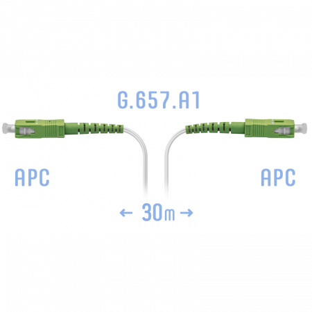 Патчкорд оптический FTTH SC/APC, кабель 604-02-01W, 30 метров