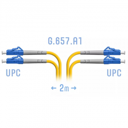 Патчкорд оптический LC/UPC SM G.657.A1 Duplex 2 метра