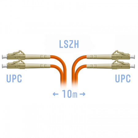 Патчкорд оптический LC/UPC MM (OM2) Duplex 10 метров