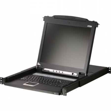 Консоль управления, для KVM-переключателей, электрон., 19, SVGA+KBD+MOUSE PS/2, с KVM-шнуром PS/2 1.8м., LCD экран 17, лат./рус. (1280x1024;DDC2B)