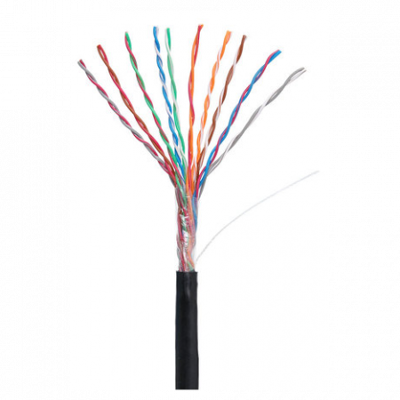 Кабель NETLAN U/UTP 10 пар, Кат.5 (Класс D), 100МГц, одножильный, BC (чистая медь), внешний, PE до -40C, черный, 305м