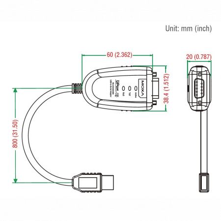 UPort 1130I 1-портовый преобразователь USB в RS-422/485 с изоляцией 2 КВ MOXA