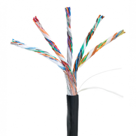 Кабель NETLAN U/UTP 25 пар, Кат.5 (Класс D), 100МГц, одножильный, BC (чистая медь), внешний, PE до -40C, черный, 305м