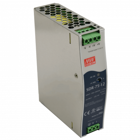 SDR-75-12 Мощный блок питания на DIN-рейку, 12В, 6,3А, 75Вт Mean Well