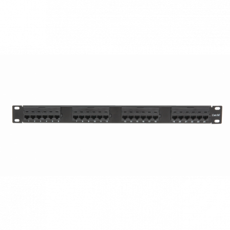 Коммутационная панель ULAN 19, 1U, 24 порта, Кат.5e (Класс D), 100МГц, RJ45/8P8C, 110, T568A/B, неэкранированная, черная