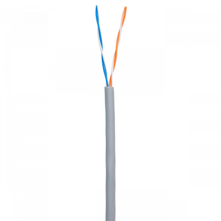 Кабель NETLAN U/UTP 2 пары, Кат.5 (Класс D), 100МГц, одножильный, BC (чистая медь), внутренний, PVC нг(B), серый, 500м