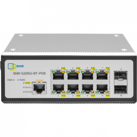 Управляемый промышленный POE коммутатор уровня 2 SNR-S225Gi-8T-POE