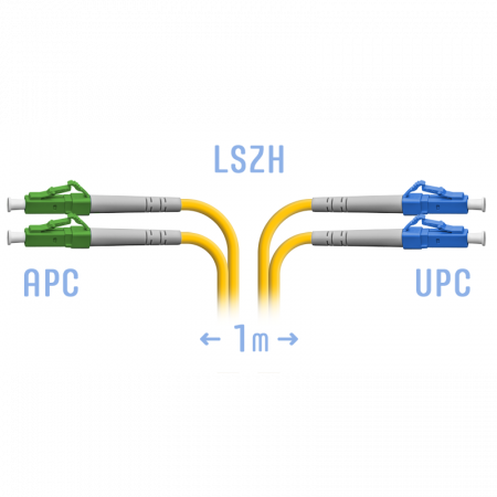 Патчкорд оптический LC/UPC-LC/APC SM Duplex 1метр