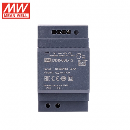 DDR-60L-15, DC/DC преобразователь, 60Вт, вход 18-75В,выход 15В/4А Mean Well