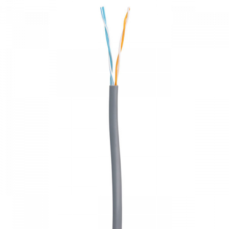 Кабель NETLAN U/UTP 2 пары, Кат.5 (Класс D), 100МГц, одножильный, BC (чистая медь), внутренний, PVC нг(B), серый, 305м
