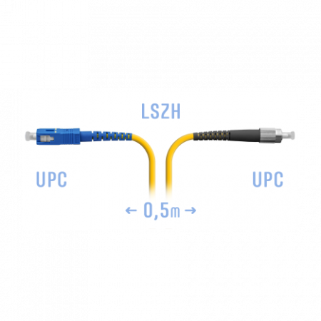 Патчкорд оптический FC/UPC-SC/UPC SM  0,5 метра