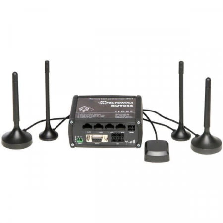 Промышленный Wi-Fi/4G маршрутизатор Teltonika RUT955 (в комплекте DIN-рейка, GNSS-антенна)