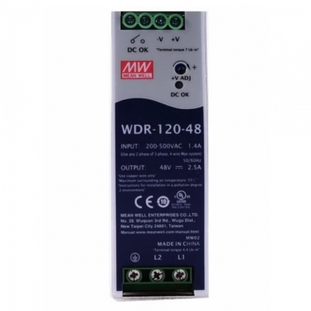 WDR-120-48 Блок питания на DIN-рейку, 48В, 2,5А, 120Вт Mean Well