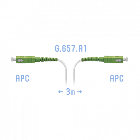 Патчкорд оптический FTTH SC/APC, кабель 604-02-01W, 3 метра