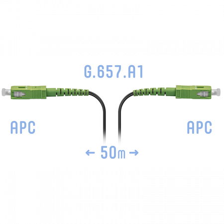 Патчкорд оптический FTTH SC/APC, кабель 604-02-01, 50 метров