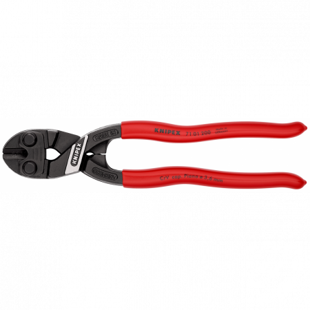 KNIPEX CoBolt® болторез, L-200 мм, рез: провол. мягк. d 6 мм, ср. d 5.2 мм, тв. d 4 мм, роял. струна d 3.6 мм, чёрн., 1-к ручки KN-7101200
