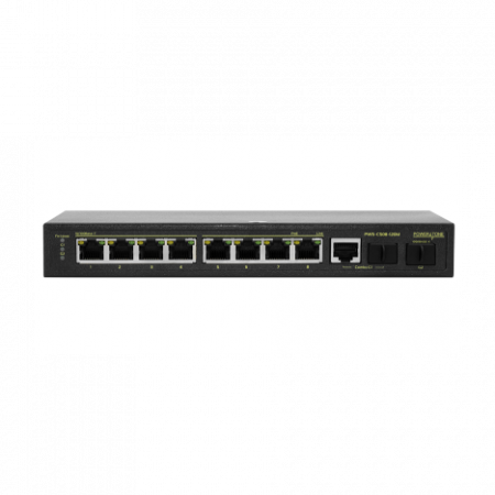 PoE коммутатор Web Smart PWS-CS08-120M,  8x10/100BASE-TX PoE 802.3af&at + 1xGb Combo + 1x1000BASE-X, внешний БП 125Вт (неполная комплектация)