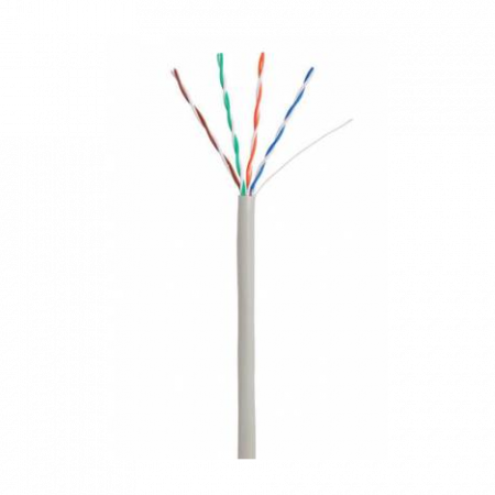Кабель NETLAN U/UTP 4 пары, Кат.5e (Класс D), 100МГц, одножильный, BC (чистая медь), внутренний, PVC нг(B), серый, 305м