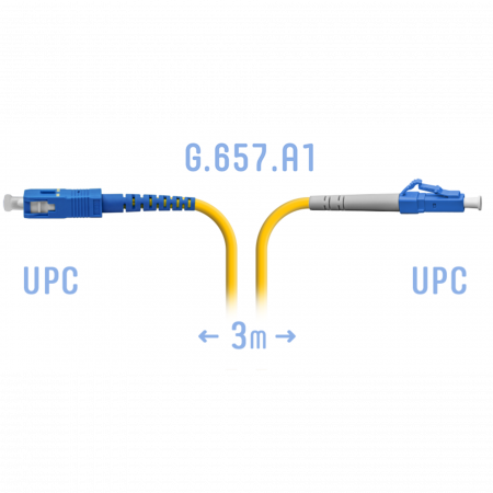 Патчкорд оптический LC/UPC-SC/UPC SM G.657.A1 3 метра