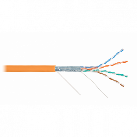 Кабель NIKOLAN F/UTP 4 пары, Кат.5e (Класс D), тест по ISO/IEC, 100МГц, одножильный, BC (чистая медь), 24AWG (0,50мм), внутренний, LSZH нг(А)-HFLTx
