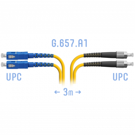 Патчкорд оптический FC/UPC-SC/UPC SM G.657.A1 Duplex 3 метра