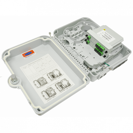 Коробка распределительная оптическая SNR-FTTH-FDB-24X (укомплектованная 2 делителями 1х4)