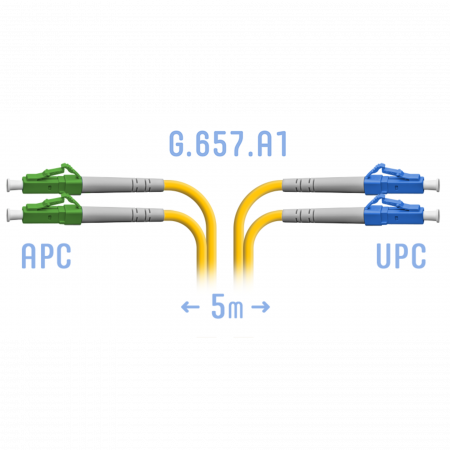 Патчкорд оптический LC/UPC-LC/APC SM G.657.A1 Duplex 5 метров