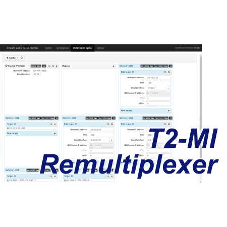Программное обеспечение DVB T2-MI Remultiplexer (5 выходных потоков)