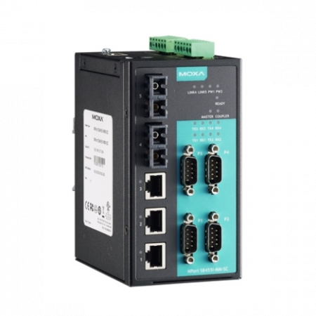 NPort S8455I-MM-SC 4-портовый преобразователь RS-232/422/485 в Ethernet cо встроенным Ethernet-коммутатором