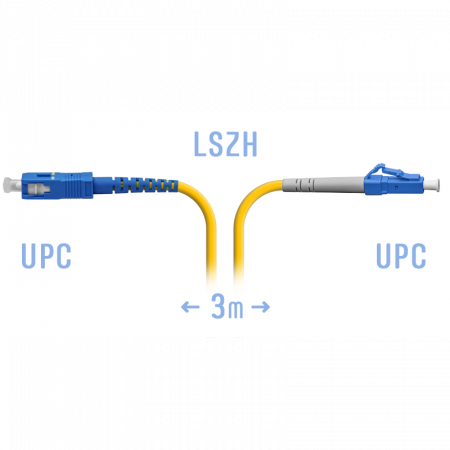 Патчкорд оптический LC/UPC-SC/UPC SM  3метра