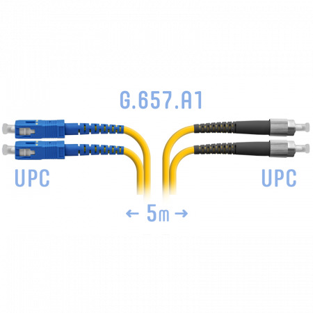 Патчкорд оптический FC/UPC-SC/UPC SM G.657.A1 Duplex 5 метров