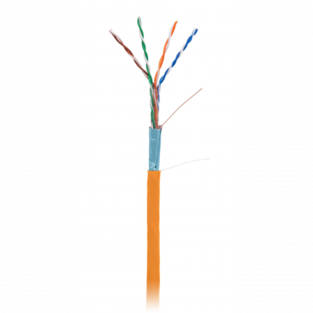 Кабель NETLAN F/UTP 4 пары, Кат.5e (Класс D), 100МГц, одножильный, BC (чистая медь), внутренний, LSZH нг(B)-HF, оранжевый, 305м
