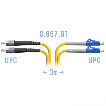 Патчкорд оптический LC/UPC-FC/UPC SM G.657.A1 Duplex 3 метра