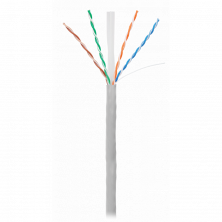 Кабель NETLAN U/UTP 4 пары, Кат.6 (Класс E), 250МГц, одножильный, BC (чистая медь), внутренний, PVC нг(B), серый, 305м
