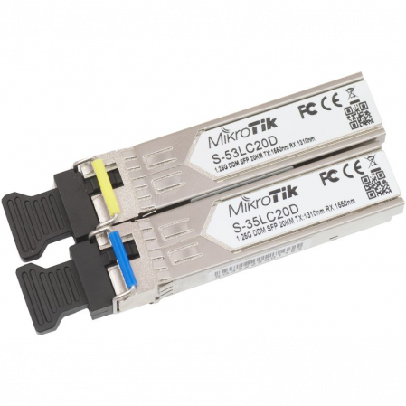 Модуль Mikrotik SFP оптический, 1.25G, 20км, 1310/1550нм + 1.25G, 20км, 1550/1310нм 
