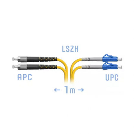 Патчкорд оптический LC/UPC-FC/APC SM Duplex 1 метр