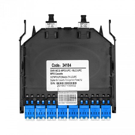 Кассета распределительная MPO/APC на 16LC/UPC портов SM для SNR-CMP-144P