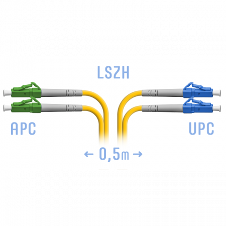 Патчкорд оптический LC/UPC-LC/APC SM Duplex 0,5 метра