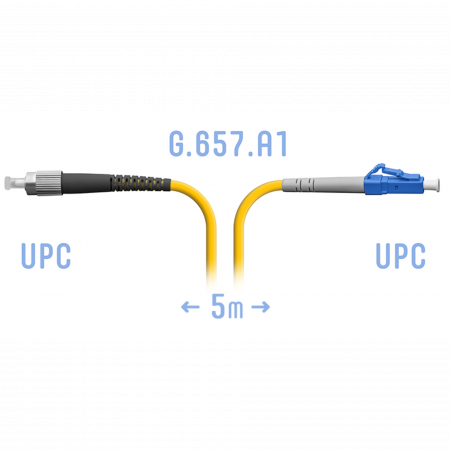 Патчкорд оптический SNR-PC-FC/UPC-LC/UPC-A SM 5 м, сверхгибкое волокно