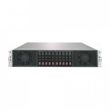 Платформа Supermicro 2U 2029GP-TR, до двух процессоров Intel Scalable, DDR4, 10x2,5 HDD SATA, 2 порта 1000Base-T, до шести графических ускорителей