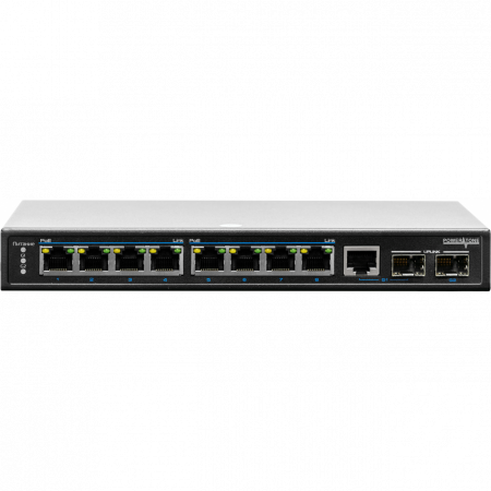 PoE коммутатор неуправляемый PUS-CS08L-115M, 8x10/100BASE-TX 802.3af&at + 1xGb Combo + 1x1000BASE-X, c изол. портов, PoE бюджет 115Вт, до 30Вт на порт