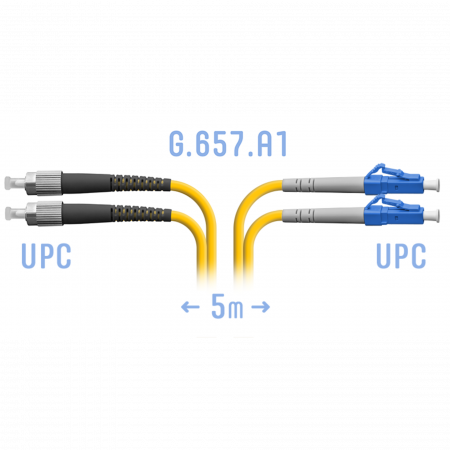 Патчкорд оптический LC/UPC-FC/UPC SM G.657.A1 Duplex 5 метров
