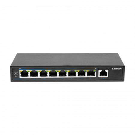 PoE коммутатор неуправляемый PUS-T08L-115M, 8x10/100BASE-TX 802.3af&at + 1х10/100/1000BASE-TX, c изол. портов, PoE бюджет 115Вт, до 30Вт на порт