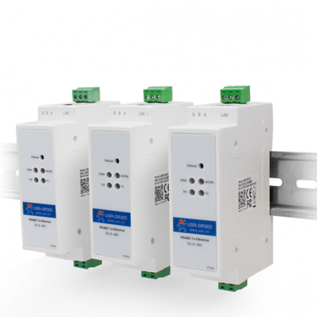 USR-DR302, 1-портовый конвертер интерфейсов RS485 в Ethernet TCP/IP на DIN-рейку