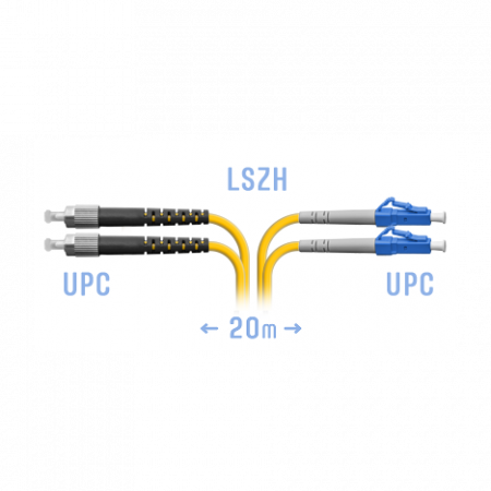 Патчкорд оптический LC-FC/UPC SM Duplex 20метров