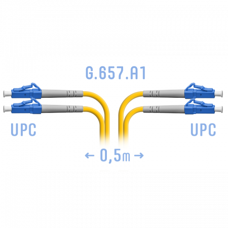 Патчкорд оптический LC/UPC SM G.657.A1 Duplex  0,5 метра
