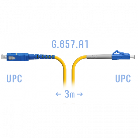 Патчкорд оптический LC/UPC-SC/UPC SM G.657.A1 3 метра