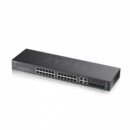 Коммутатор ZYXEL NebulaFlex Pro GS2220-28 Hybrid L2 Switch, rack 19 , 24xGE, 4xCombo (SFP / RJ-45), silent, standalone / cloud management